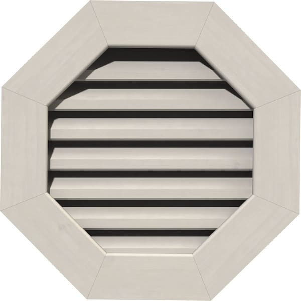 Ekena Millwork Octagonal Gable Vent Primed, Functional, Pine Gable Vent w/ 1" x 4" Flat Trim Frame, 22"W x 22"H GVWOC22X2201SFPPI - main